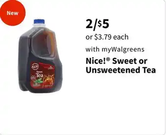 Walgreens Nice! Sweet or Unsweetened Tea offer