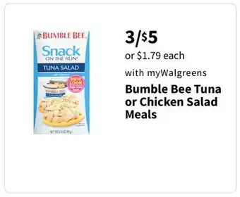 Walgreens Bumble Bee Tuna or Chicken Salad Meals offer