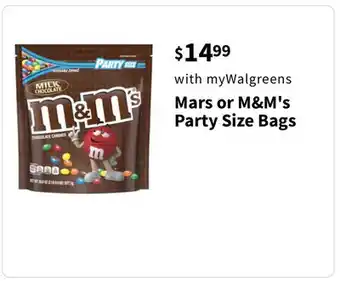 Walgreens Mars or M&M's Party Size Bags offer