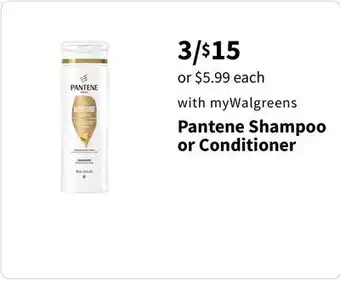 Walgreens Pantene Shampoo or Conditioner offer