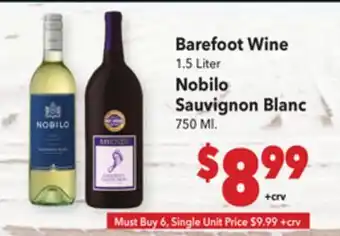 Vallarta Supermarkets Barefoot Wine offer