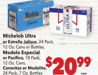 Vallarta Supermarkets Michelob Ultra or Estrella Jalisco offer