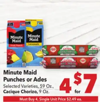 Vallarta Supermarkets Minute Maid Punches or Ades offer