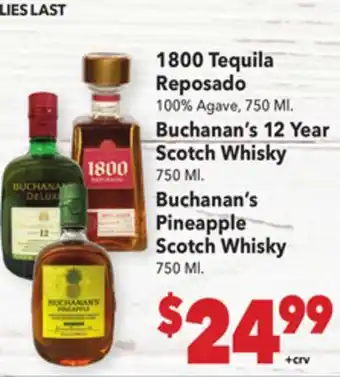 Vallarta Supermarkets 1800 Tequila Reposado offer