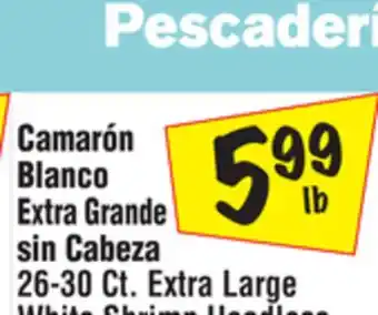 El Super 26-30 Ct. Extra Large White Shrimp Headless offer