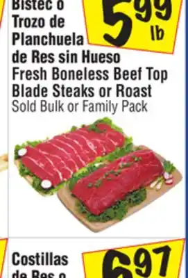 El Super Fresh Boneless Beef Top Blade Steaks or Roast offer
