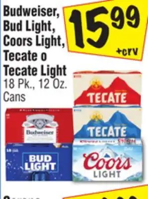 El Super Budweiser, Bud Light, Coors Light, Tecate o Tecate Light offer