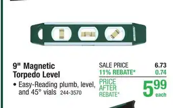 Menards Masterforce 9 Magnetic Torpedo Level offer