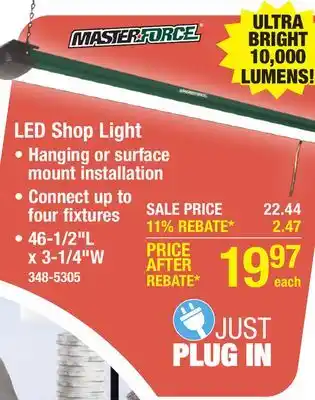 Menards Masterforce 10000 Lumen 46 LED Shop Light offer