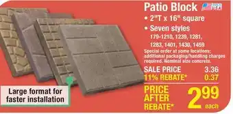 Menards 16 x 16 Square Suede Cobblestone Patio Block offer