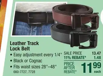 Menards Motion by Boconi Men's Black Leather Adjustable Track Lock Belt offer