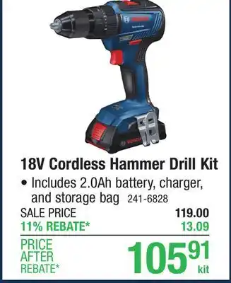 Menards Bosch 18-Volt EC Brushless Cordless 1/2 Hammer Drill Kit offer