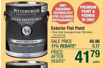 Menards Pittsburgh Paints & Stains Grand Distinction Exterior Flat Adorable Paint & Primer - 1 gal offer