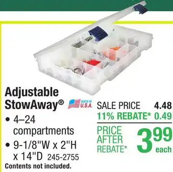 Menards Plano ProLatch StowAway 24-Compartment Adjustable Small Parts Organizer offer