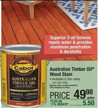 Menards Cabot Australian Timber Oil Natural Exterior Wood Stain - 1 gal offer