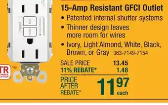 Menards Legrand radiant Thin 15-Amp Ivory Tamper Resistant GFCI Outlet offer