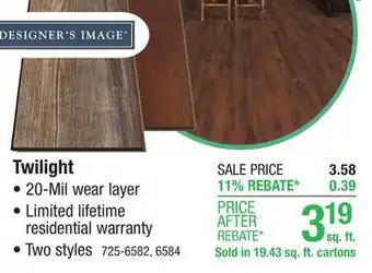 Menards Designer's Image Twilight Moonlit Mist 7.17 x 48.82 Floating Luxury Vinyl Plank Flooring (19.43 sq ft/ctn) offer