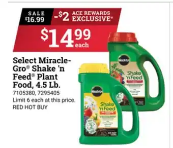 Ace Hardware Select Miracle-Gro Shake'n Feed Plant Food 5 offer