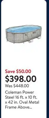 Walmart Coleman Power Steel 16 ft. x 10 ft. x 42 in. Oval Metal Frame Above Ground Pool Set offer
