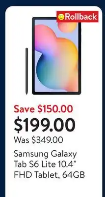 Walmart Samsung Galaxy Tab S6 Lite 10.4 FHD Tablet, 64GB Android Tablets, Oxford Gray offer