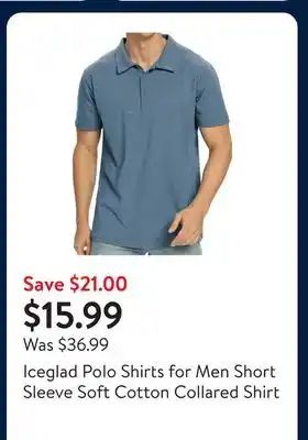 Walmart Iceglad Polo Shirts for Men Short Sleeve Soft Cotton Collared Shirt offer
