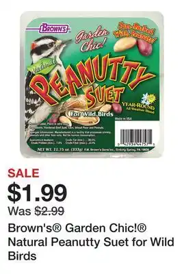 Petsmart Brown's Garden Chic! Natural Peanutty Suet for Wild Birds offer