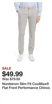 Nordstrom Nordstrom Slim Fit CoolMax Flat Front Performance Chinos offer