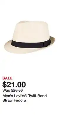 Kohl's Men's Levi's Twill-Band Straw Fedora offer