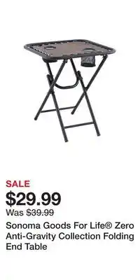Kohl's Sonoma Goods For Life Zero Anti-Gravity Collection Folding End Table offer