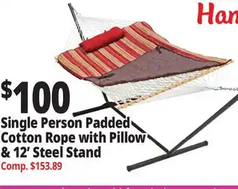 Ocean State Job Lot Single Person Padded Cotton Rope with Pillow & 12' Steel Stand offer