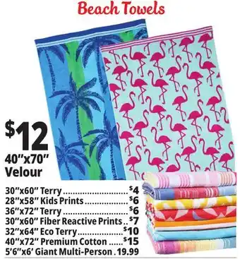 Ocean State Job Lot 40x70 Velour Beach Towels offer
