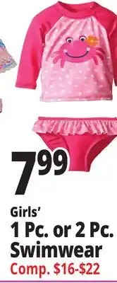 Ocean State Job Lot Girls' 1 Pc. or 2 Pc. Swimwear offer