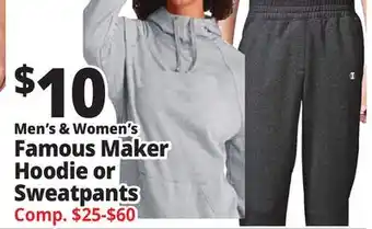 Ocean State Job Lot Men's & Women's Famous Maker Hoodie or Sweatpants offer