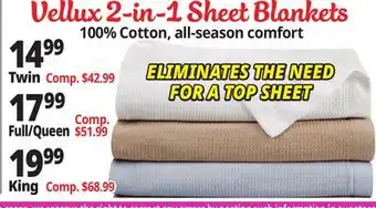 Ocean State Job Lot Vellux 2-in-1 Sheet Blankets offer