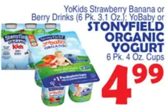 Bravo Supermarkets STONYFIELD ORGANIC YOGURT 6 Pk. 4 Oz. Cups offer