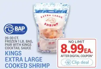 Kings Food Markets KINGS EXTRA LARGE COOKED SHRIMP offer