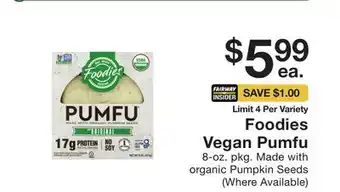 Fairway Store Market Foodies Vegan Pumfu offer