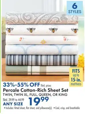 Boscov's Percale Cotton-Rich Sheet Set offer