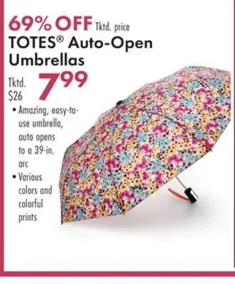 Boscov's TOTES Auto-Open Umbrellas offer