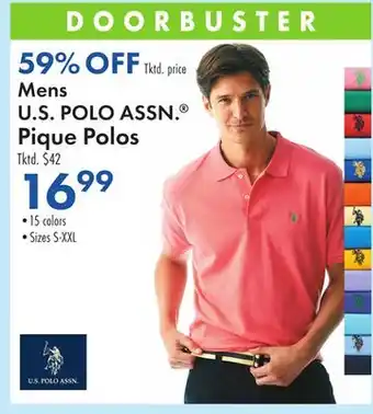 Boscov's Mens U.S. POLO ASSN. Pique Polos offer