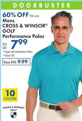 Boscov's Mens CROSS & WINSOR GOLF Performance Polos offer