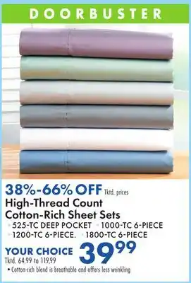 Boscov's High-Thread Count Cotton-Rich Sheet Sets offer