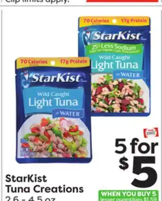 Weis Markets StarKist Tuna Creations offer