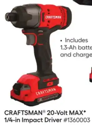 Lowe's CRAFTSMAN 20-Volt MAX F 1/4-in Impact Driver offer