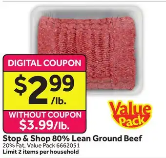 Stop&Shop Stop & Shop 80% Lean Ground Beef offer