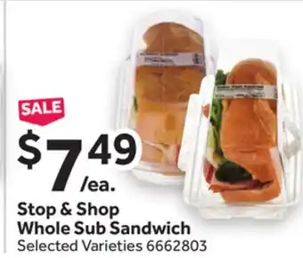 Stop&Shop Stop & Shop Whole Sub Sandwich offer