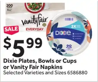 Stop&Shop Dixie Plates, Bowls or Cups or Vanity Fair Napkins offer