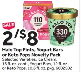 Stop&Shop Halo Top Pints, Yogurt Bars or Keto Pops Novelty Pack offer