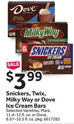 Stop&Shop Snickers, Twix, Milky Way or Dove Ice Cream Bars offer