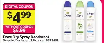 Stop&Shop Dove Dry Spray Deodorant offer